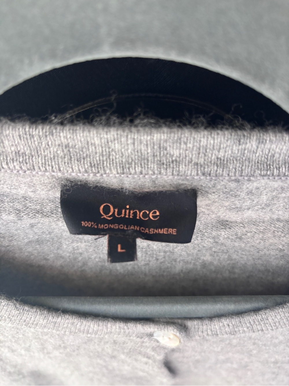 Quince Gray Round-Neck Button-Front 100% Mongolian Cashmere - Picture 2 of 3